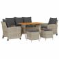 Preview: 6-tlg. Garten-Sofagarnitur mit Kissen Hellgrau Poly Rattan