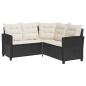 Preview: Gartensofa in L-Form mit Tisch und Kissen Schwarz Poly Rattan