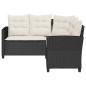 Preview: Gartensofa in L-Form mit Tisch und Kissen Schwarz Poly Rattan