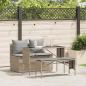 Preview: ARDEBO.de - 3-tlg. Garten-Essgruppe mit Kissen Beige Poly Rattan