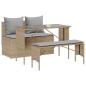 Preview: 3-tlg. Garten-Essgruppe mit Kissen Beige Poly Rattan