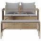 Preview: 3-tlg. Garten-Essgruppe mit Kissen Beige Poly Rattan