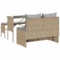Preview: 3-tlg. Garten-Essgruppe mit Kissen Beige Poly Rattan