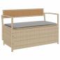 Preview: Gartenbank mit Stauraum und Kissen Beige Poly Rattan