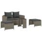 Preview: 5-tlg. Garten-Sofagarnitur Kissen Stapelbar Grau Poly Rattan