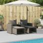 Preview: 5-tlg. Garten-Sofagarnitur Kissen Stapelbar Grau Poly Rattan