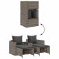 Preview: 5-tlg. Garten-Sofagarnitur Kissen Stapelbar Grau Poly Rattan
