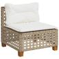 Preview: Gartensofa ohne Armlehnen mit Kissen Beige Poly Rattan