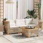 Preview: ARDEBO.de - Gartensofa mit Kissen 3-Sitzer Beige Poly Rattan