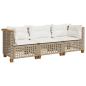 Preview: Gartensofa mit Kissen 3-Sitzer Beige Poly Rattan