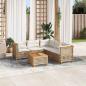 Preview: ARDEBO.de - 6-tlg. Garten-Sofagarnitur mit Kissen Beige Poly Rattan