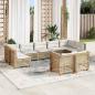 Preview: ARDEBO.de - 9-tlg. Garten-Sofagarnitur mit Kissen Beige Poly Rattan