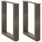 Preview: ARDEBO.de - Couchtischbeine U-Form 2 Stk. Naturstahl 38x(42-43) cm Stahl