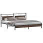 Preview: Metallbett ohne Matratze Braun Eichen-Optik 193x203 cm