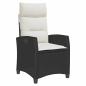 Preview: Gartensessel mit Beistelltisch Verstellbar Schwarz Poly Rattan