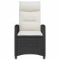 Preview: Gartensessel mit Beistelltisch Verstellbar Schwarz Poly Rattan