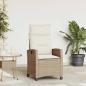 Preview: ARDEBO.de - Gartensessel mit Beistelltisch Verstellbar Beige Poly Rattan