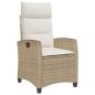 Preview: Gartensessel mit Beistelltisch Verstellbar Beige Poly Rattan