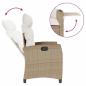 Preview: Gartensessel mit Beistelltisch Verstellbar Beige Poly Rattan