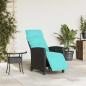 Preview: Gartensessel mit Beistelltisch Verstellbar Schwarz Poly Rattan