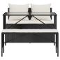 Preview: 3-tlg. Garten-Essgruppe mit Kissen Schwarz Poly Rattan