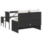 Preview: 3-tlg. Garten-Essgruppe mit Kissen Schwarz Poly Rattan