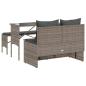 Preview: 3-tlg. Garten-Essgruppe mit Kissen Grau Poly Rattan