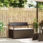 Preview: ARDEBO.de - Gartenbank mit Stauraum und Kissen Braun Poly Rattan