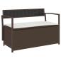 Preview: Gartenbank mit Stauraum und Kissen Braun Poly Rattan