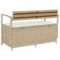 Preview: Gartenbank mit Stauraum und Kissen Beige Poly Rattan