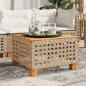 Preview: ARDEBO.de - Gartentisch Beige 55x55x36 cm Poly Rattan Akazienholz