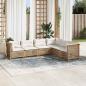 Preview: ARDEBO.de - 6-tlg. Garten-Sofagarnitur mit Kissen Beige Poly Rattan