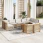 Preview: ARDEBO.de - 10-tlg. Garten-Sofagarnitur mit Kissen Beige Poly Rattan