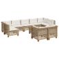 Preview: 10-tlg. Garten-Sofagarnitur mit Kissen Beige Poly Rattan