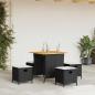 Preview: ARDEBO.de - 5-tlg. Garten-Essgruppe mit Kissen Schwarz Poly Rattan