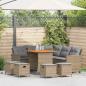 Preview: ARDEBO.de - 6-tlg. Garten-Sofagarnitur mit Kissen L-Form Beige Poly Rattan