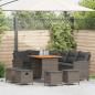 Preview: ARDEBO.de - 6-tlg. Garten-Sofagarnitur mit Kissen L-Form Grau Poly Rattan