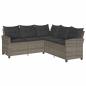 Preview: 6-tlg. Garten-Sofagarnitur mit Kissen L-Form Grau Poly Rattan