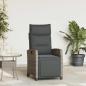 Preview: ARDEBO.de - Gartensessel mit Beistelltisch Verstellbar Grau Poly Rattan