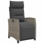 Preview: Gartensessel mit Beistelltisch Verstellbar Grau Poly Rattan