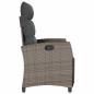 Preview: Gartensessel mit Beistelltisch Verstellbar Grau Poly Rattan