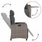 Preview: Gartensessel mit Beistelltisch Verstellbar Grau Poly Rattan
