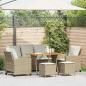 Preview: ARDEBO.de - 6-tlg. Garten-Sofagarnitur mit Kissen Beige Poly Rattan