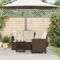Preview: Gartensofa in L-Form mit Tisch und Kissen Braun Poly Rattan