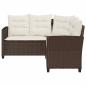 Preview: Gartensofa in L-Form mit Tisch und Kissen Braun Poly Rattan