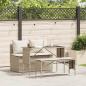 Preview: ARDEBO.de - 3-tlg. Garten-Essgruppe mit Kissen Beige Poly Rattan