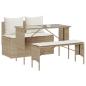 Preview: 3-tlg. Garten-Essgruppe mit Kissen Beige Poly Rattan