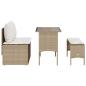 Preview: 3-tlg. Garten-Essgruppe mit Kissen Beige Poly Rattan