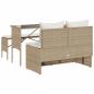 Preview: 3-tlg. Garten-Essgruppe mit Kissen Beige Poly Rattan