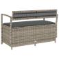 Preview: Gartenbank mit Stauraum und Kissen Grau Poly Rattan